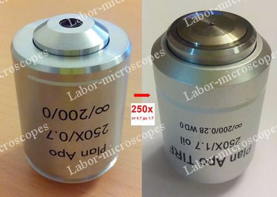 Объективы 250х. От апертуры 0.70 к апертуре 1.7 три года работы.